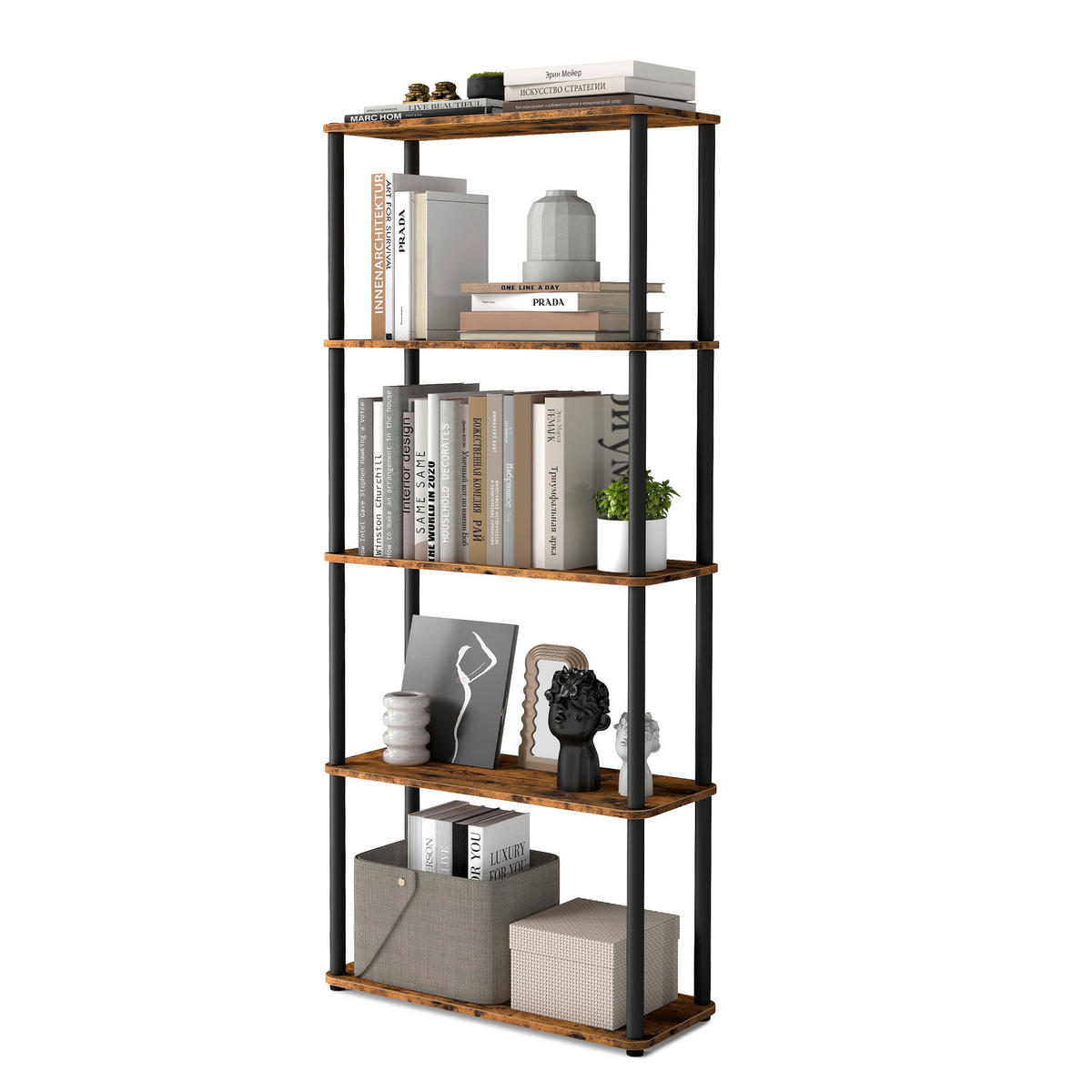REGAL Schwarz, Dunkelbraun  - Dunkelbraun/Schwarz, Trend, Holzwerkstoff/Metall (60/139/23,8cm) - Boxxx