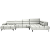 WOHNLANDSCHAFT in Samt, Webstoff Creme  - Creme/Schwarz, Design, Textil/Metall (177/385/216cm) - Welnova