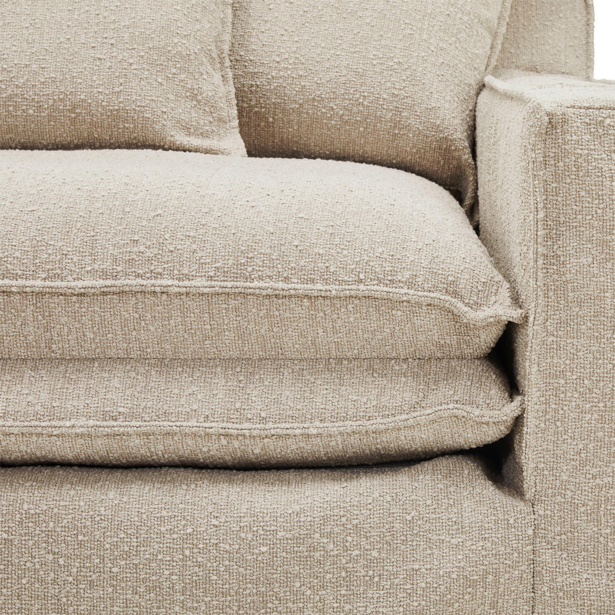 SESSEL Bouclé Beige    - Beige/Schwarz, Trend, Kunststoff/Textil (129/92/105cm) - Livetastic