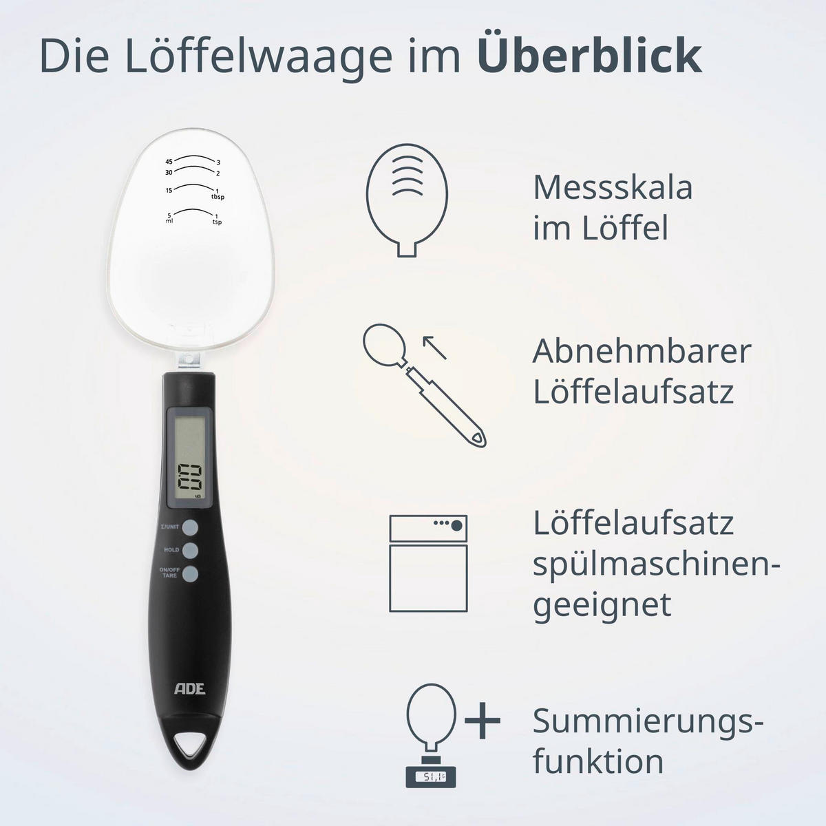 ELEKTRISCHE KÜCHENWAAGE - Schwarz, Basics, Kunststoff - ADE
