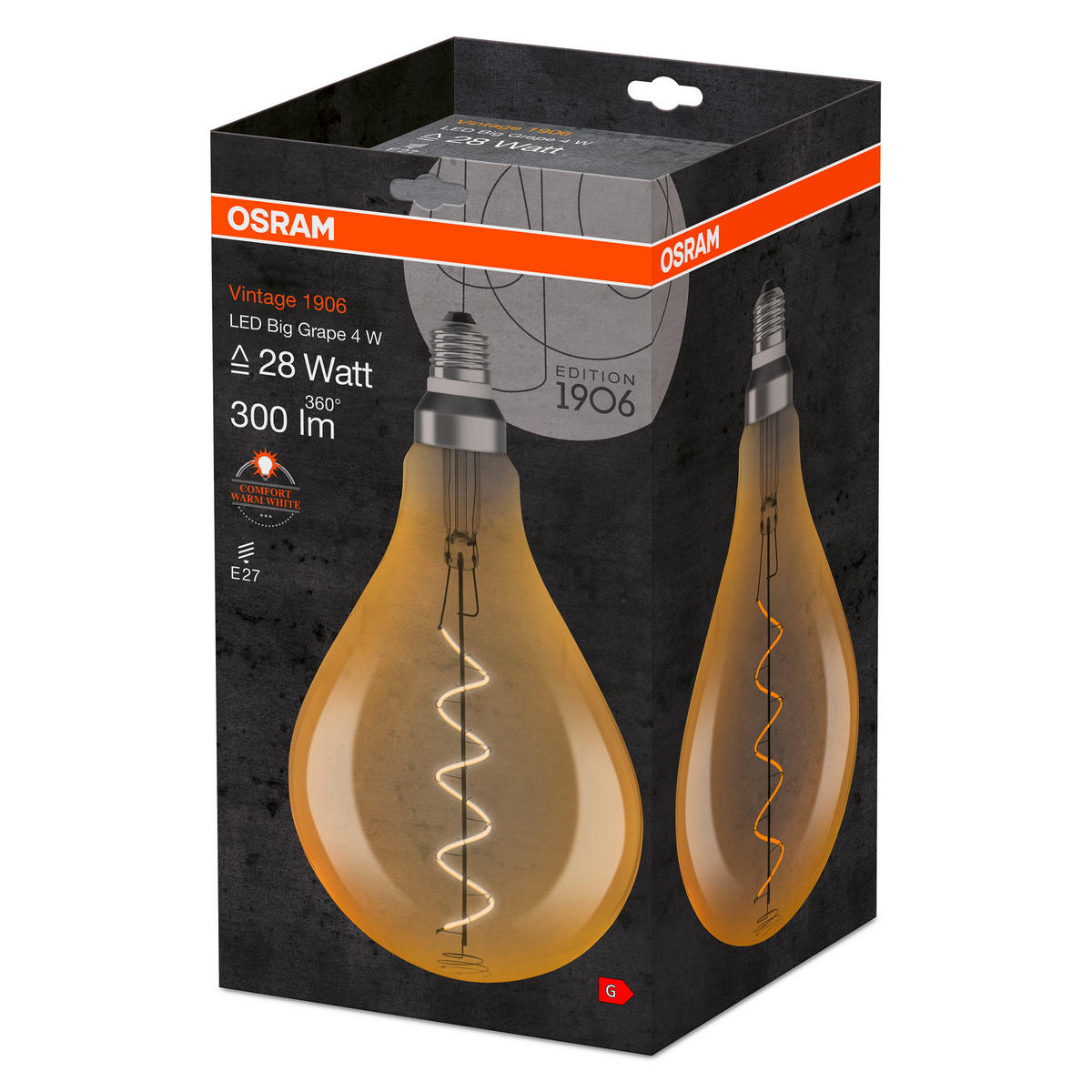 LED-LEUCHTMITTEL   E27 4 W 300 lm  - Goldfarben, Basics, Glas (16/28,7cm) - Osram