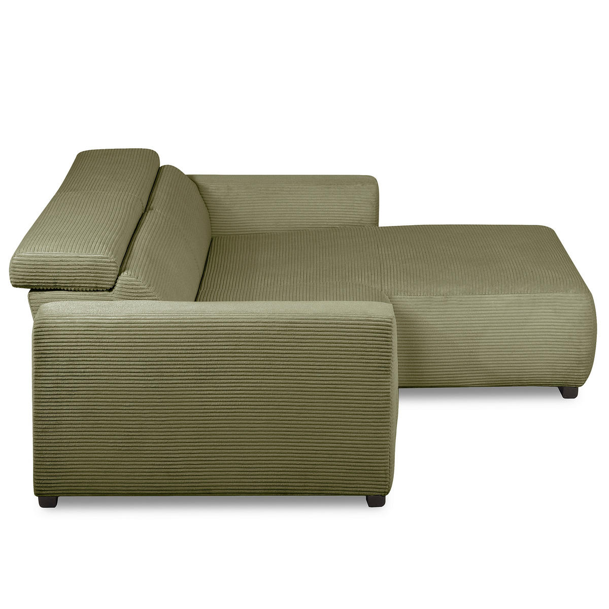 ECKSOFA RENO Grün Cord Relaxfunktion, Kopfteilverstellung  - Schwarz/Grün, Design, Kunststoff/Textil (248/184cm) - Livetastic