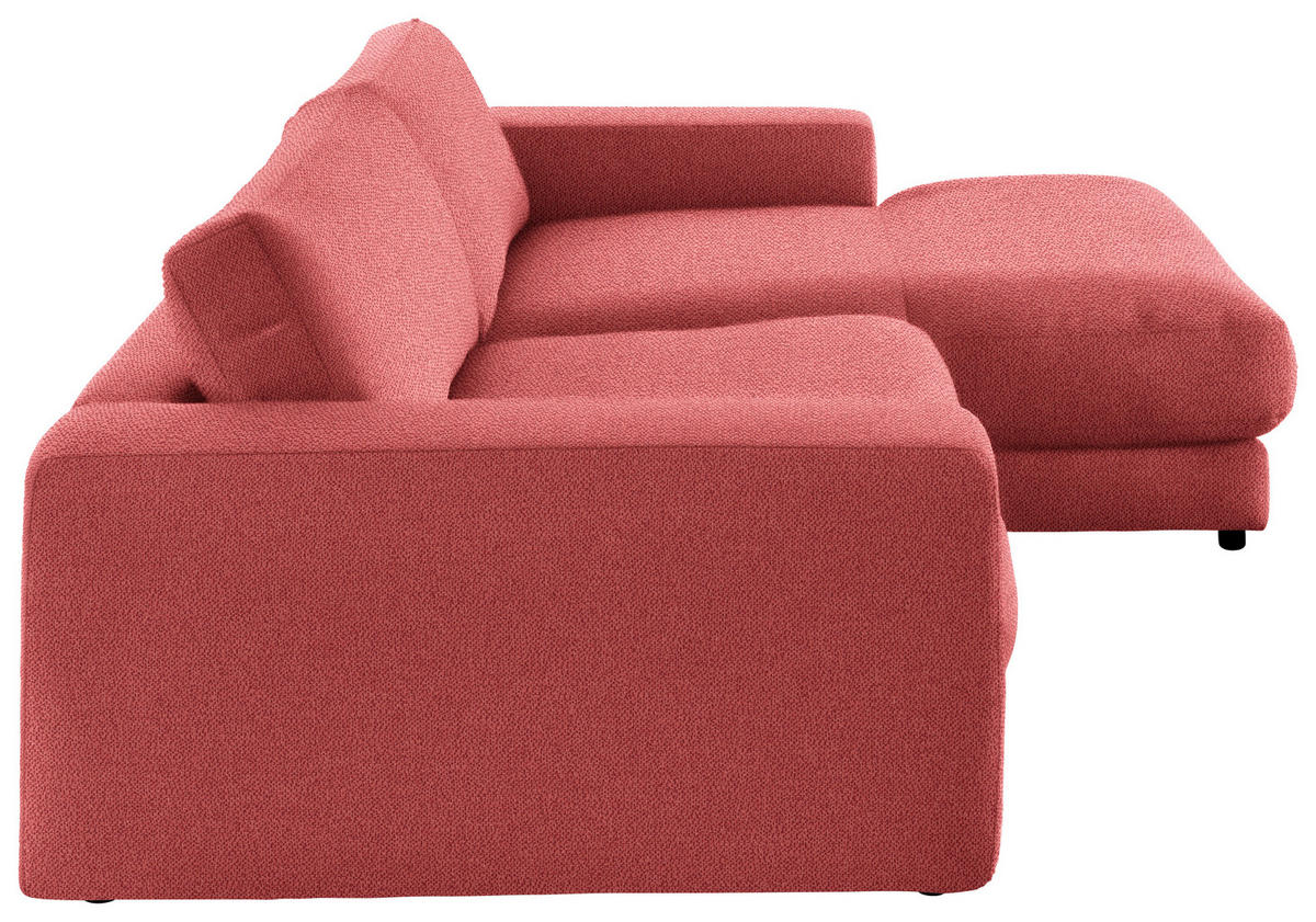 ECKSOFA in Flachgewebe Koralle  - Koralle/Schwarz, Design, Kunststoff/Textil (270/190cm) - Lomoco