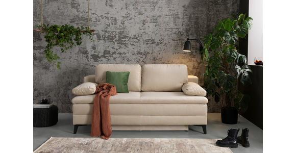 BOXSPRINGSOFA Cord Beige  - Beige/Schwarz, Design, Textil/Metall (200/100/108cm) - Novel