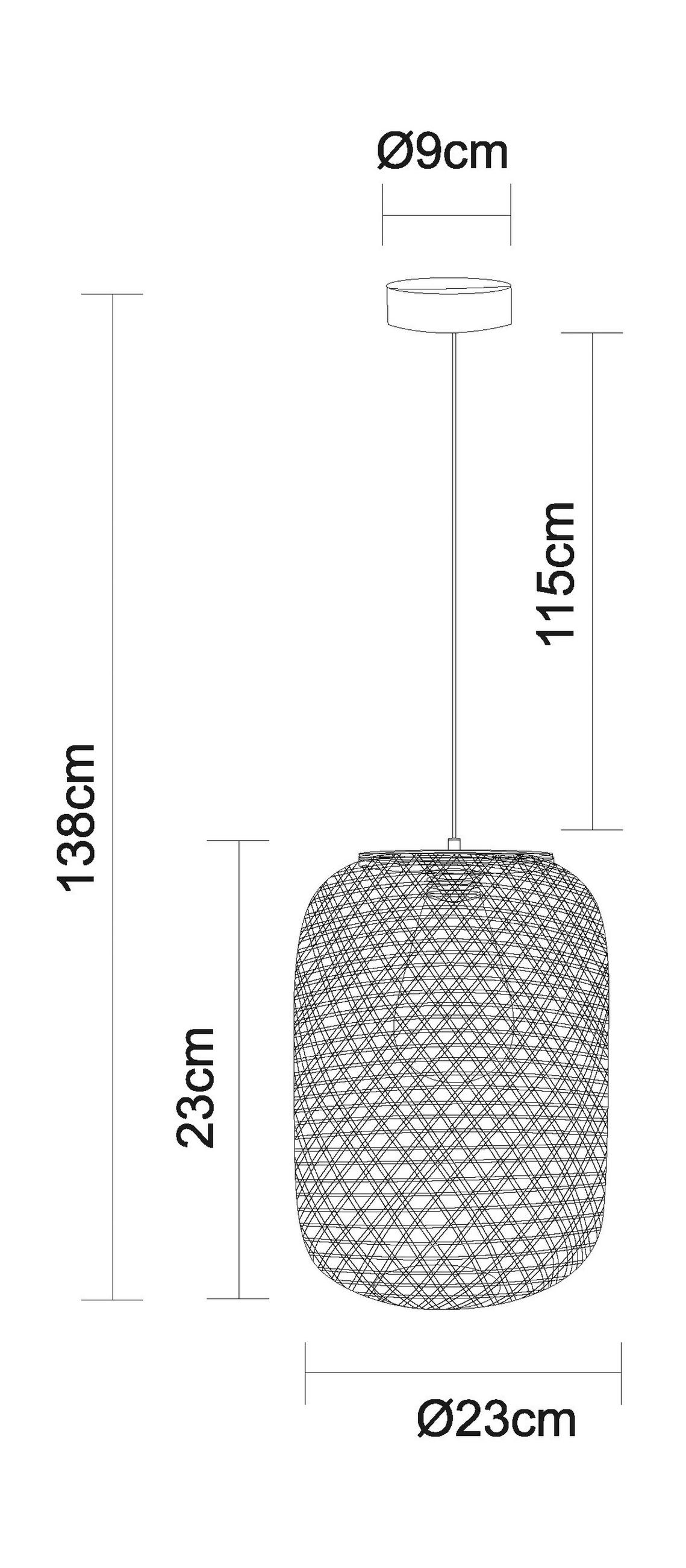 HÄNGELEUCHTE 23/135 cm    - Naturfarben, Design, Naturmaterialien/Kunststoff (23/135cm) - Novel