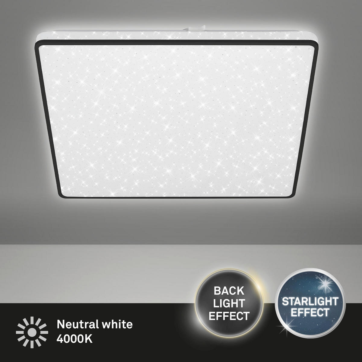 LED-DECKENLEUCHTE 37/37/5 cm   - Schwarz, Design, Kunststoff/Metall (37/37/5cm)