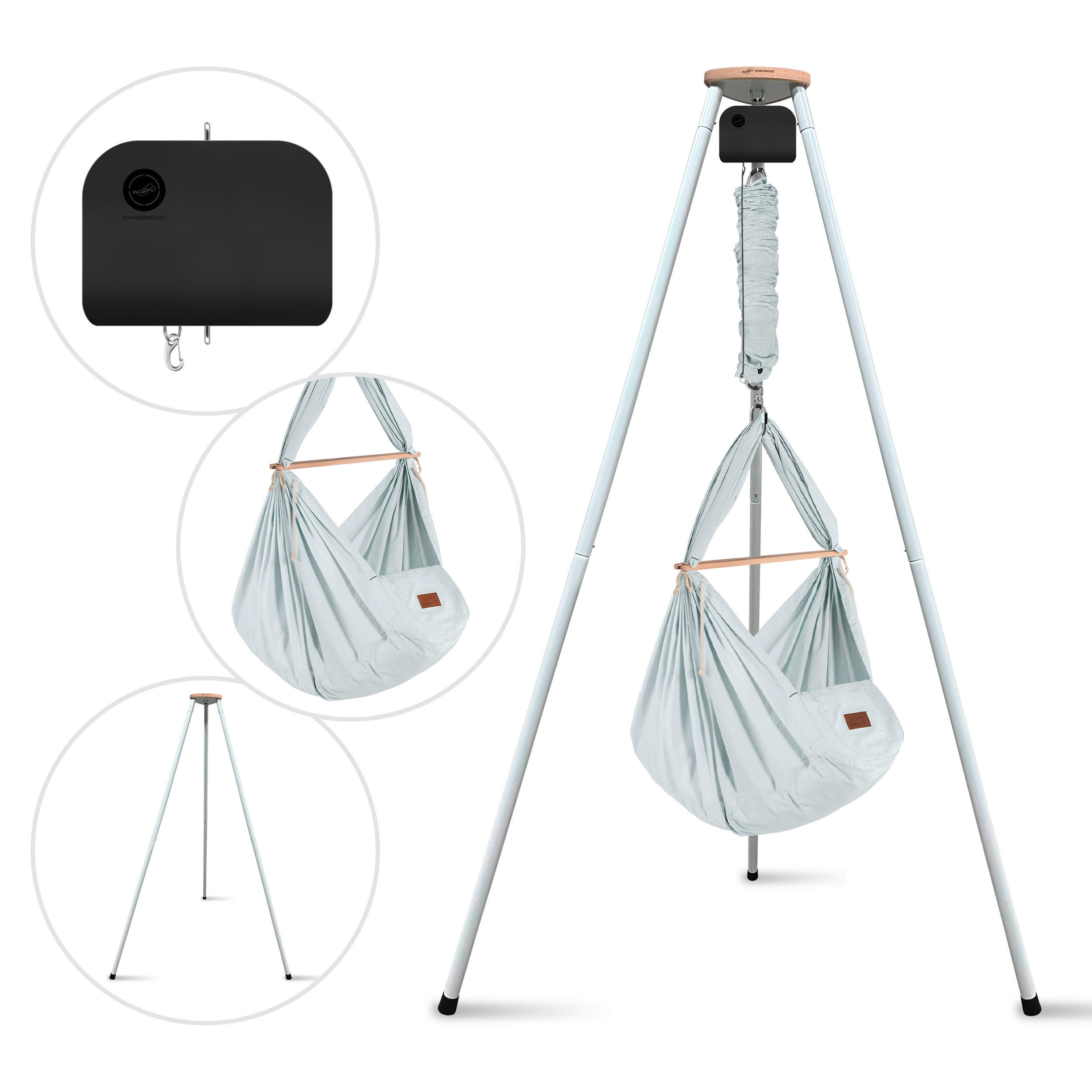 VISEĆA KOLIJEVKA - svijetlo siva/antracit, Basics, tekstil/metal (135/194/135cm) - SCHMUSEWOLKE