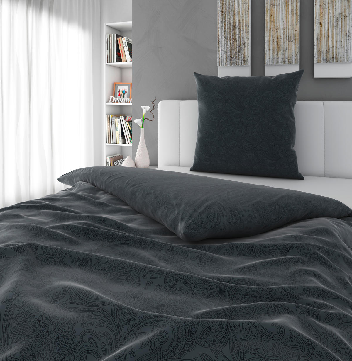 BETTWÄSCHE Satin 135/200 cm  - Anthrazit, Textil (135/200cm) - Novel