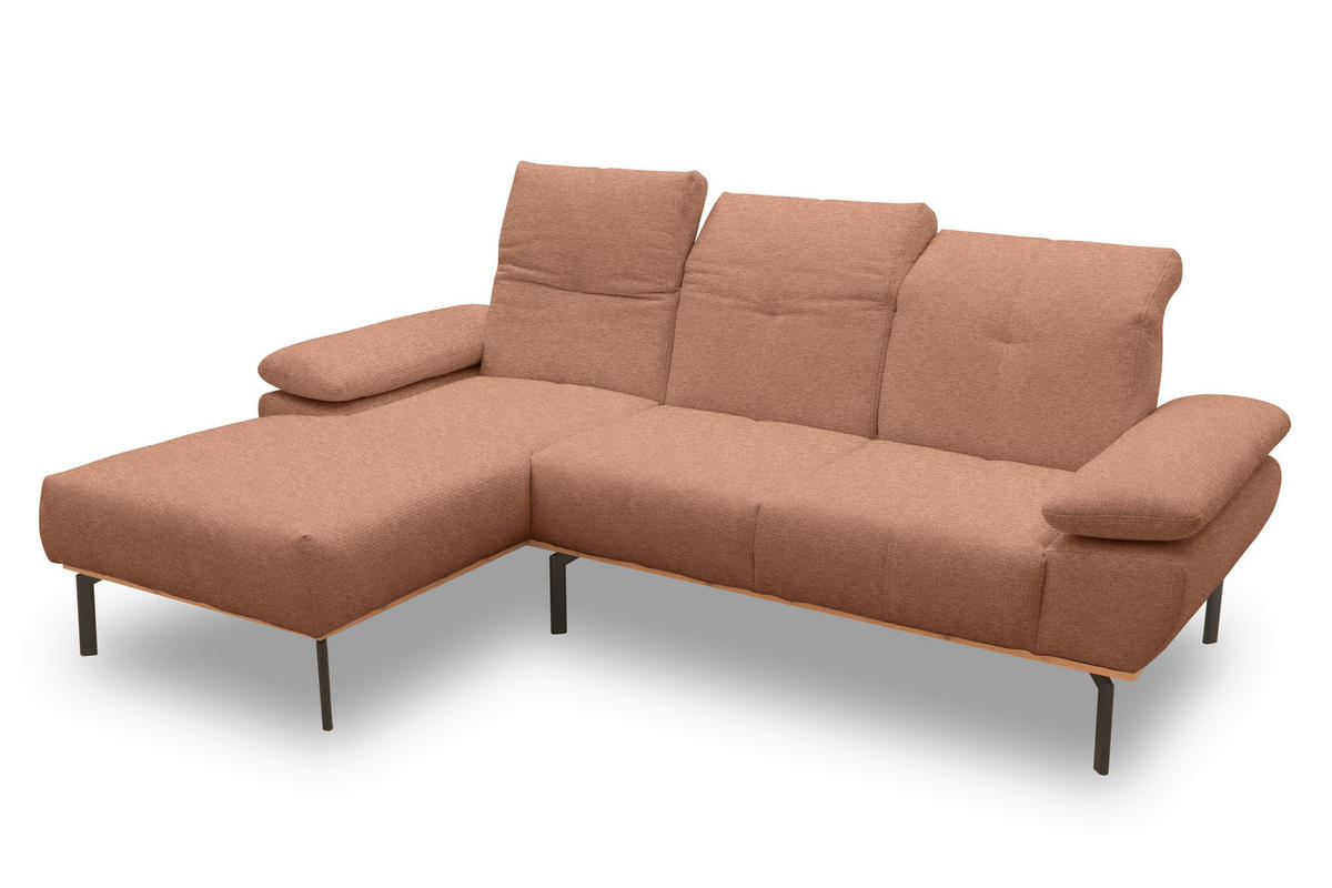 ECKSOFA Rotbraun Mikrofaser  - Wildeiche/Rotbraun, Design, Textil/Metall (242/170cm) - MID.YOU