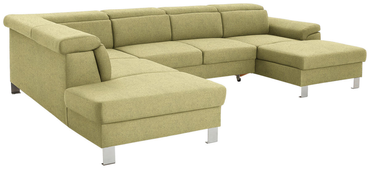 WOHNLANDSCHAFT in Webstoff Grün  - Silberfarben/Grün, Design, Textil/Metall (226/320/168cm) - Xora