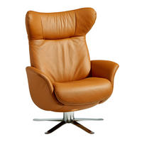 RELAXSESSEL in Leder Braun  - Chromfarben/Braun, Design, Leder/Metall (82/104/83cm) - Joop!
