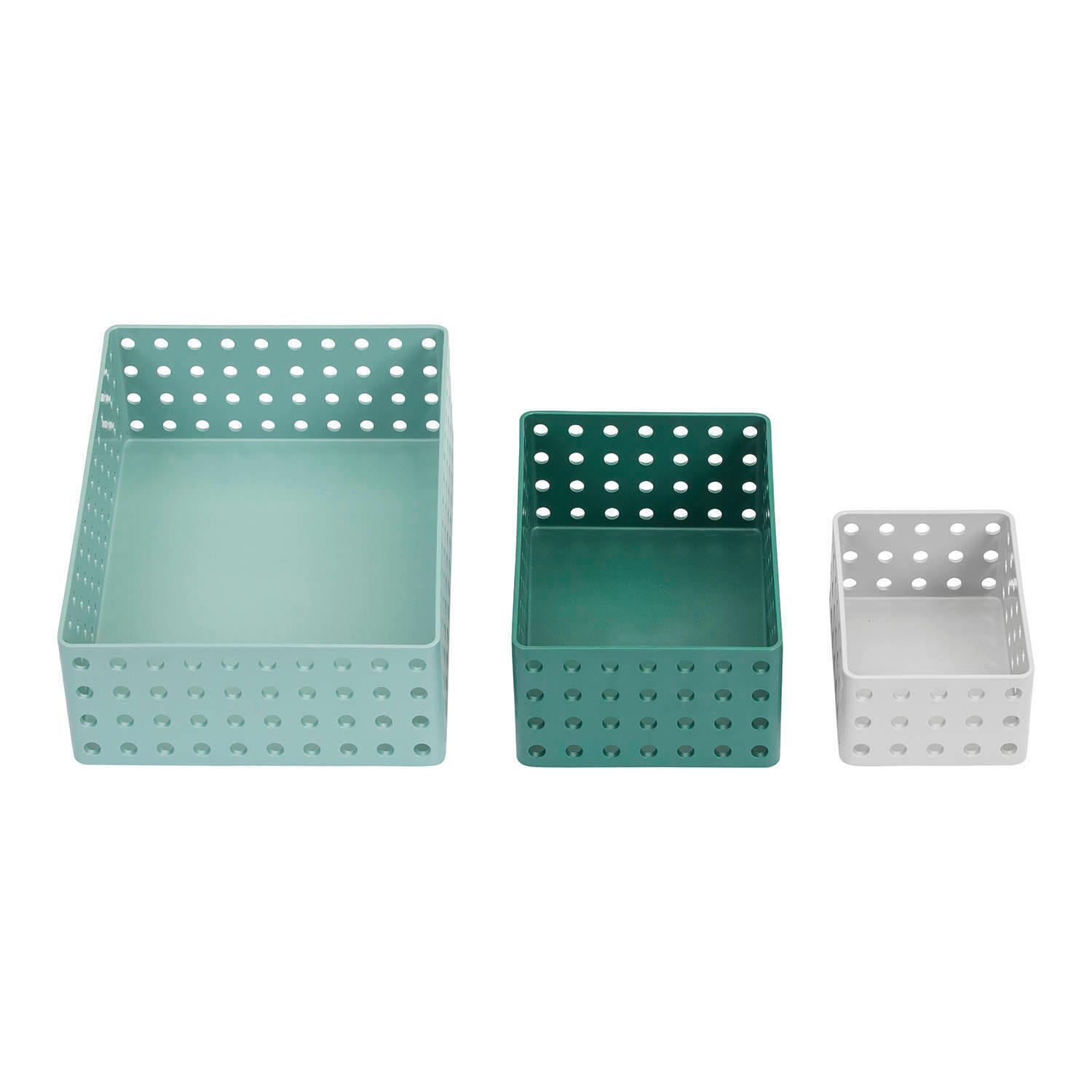 SET KUTIJA ZA ODLAGANJE   20/8,5/14 cm      - zelena/bež, Basics, plastika (20/8,5/14cm)