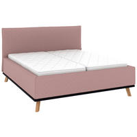 POLSTERBETT 180/200 cm,  in Altrosa, Matratze, Lattenrost, Bettkasten, H2 + H2 = mittel  - Eichefarben/Altrosa, Design, Holz/Textil (180/200cm) - Musterring