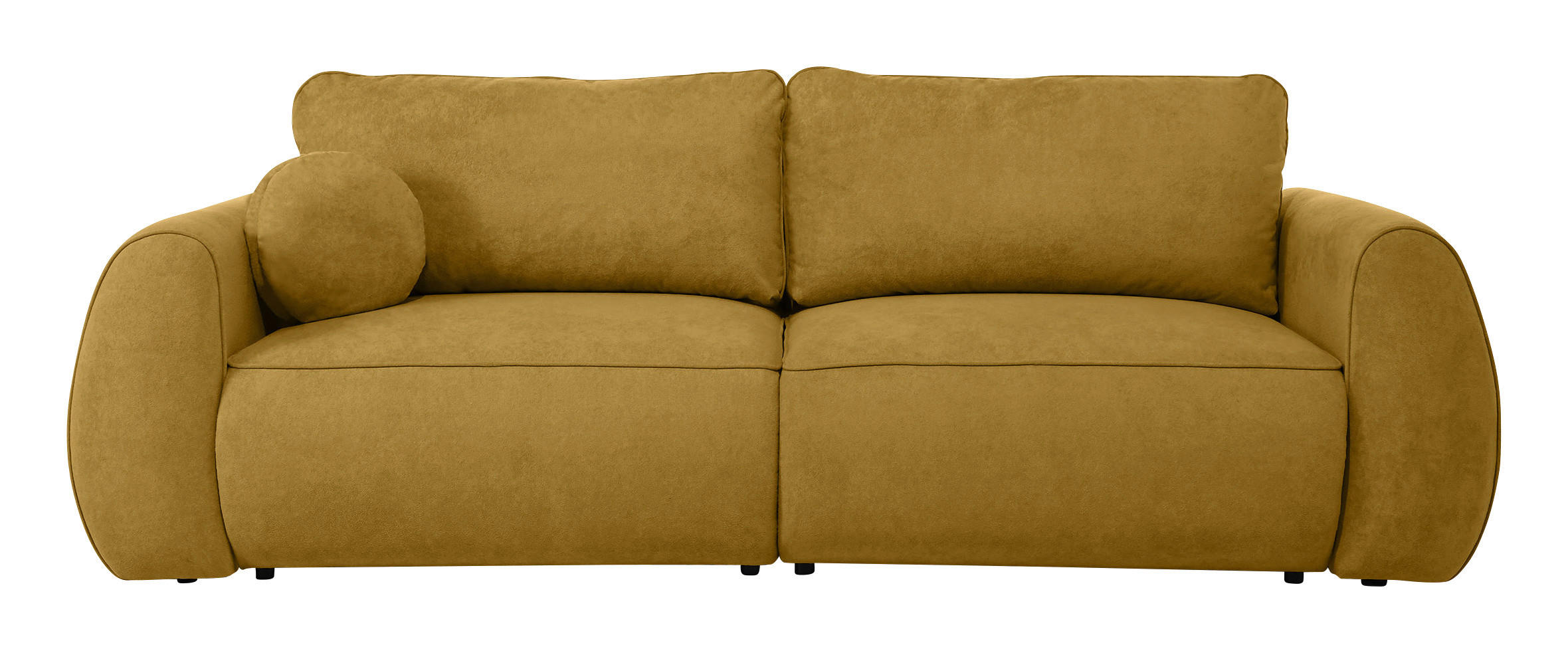 SCHLAFSOFA Chenille Goldfarben  inkl. Zierkissen, Rückenkissen, Bettkasten, Schlaffunktion, Rücken echt, Liegefläche im Originalstoff  - Goldfarben/Schwarz, KONVENTIONELL, Kunststoff/Textil (257/96/110cm) - Milino