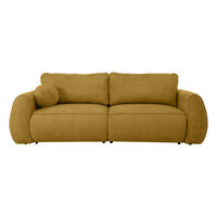 SCHLAFSOFA Chenille Goldfarben  inkl. Zierkissen, Rückenkissen, Bettkasten, Schlaffunktion, Rücken echt, Liegefläche im Originalstoff  - Goldfarben/Schwarz, KONVENTIONELL, Kunststoff/Textil (257/96/110cm) - Milino