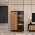 HIGHBOARD  103/167/38 cm  - Eiche Wotan/Schwarz, KONVENTIONELL, Glas/Holzwerkstoff (103/167/38cm) - Xora