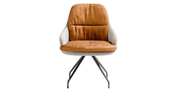ARMLEHNSTUHL  Beinauswahl, Sitzfläche 360° drehbar, Stoff-/Lederauswahl Velours  Naturfarben, Rostfarben  - Rostfarben/Schwarz, Design, Textil/Metall (60/86/66cm) - Dieter Knoll