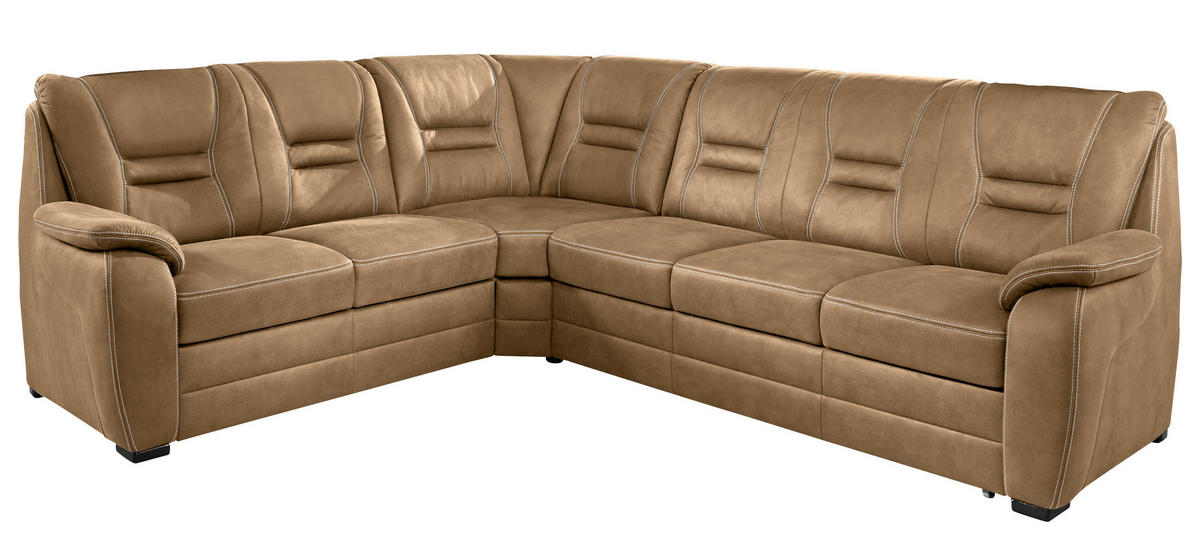 ECKSOFA in Lederlook Braun  - Beige/Braun, Konventionell, Holz/Holzwerkstoff (234/286cm) - Beldomo Comfort