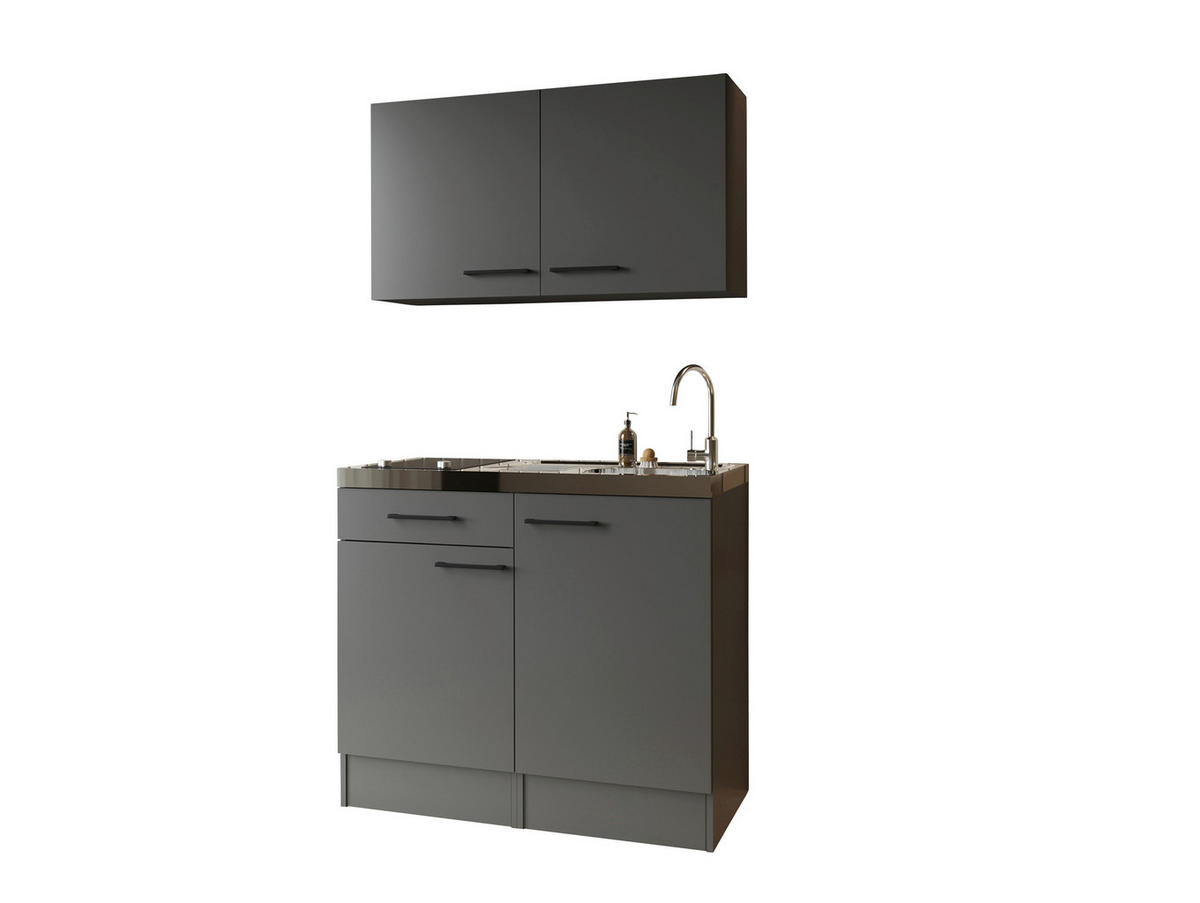 MINIKÖK 100 cm   i grå  - svart/grå, Trend, metall/trämaterial (100cm) - Respekta