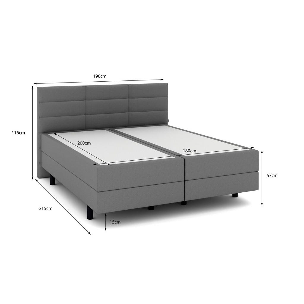 Thumbnail - Musterring Boxspringbett, Grau, Textil, H3, 7-Zonen, Höhe ca. 22 cm, 180x200 cm, Dgm, Über- und Sondergrößen erhältlich,...