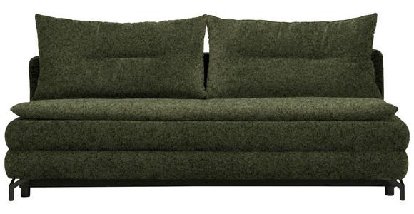 SCHLAFSOFA in Chenille, Plüsch Olivgrün  - Schwarz/Olivgrün, MODERN, Textil/Metall (208/73/92/102cm) - Novel