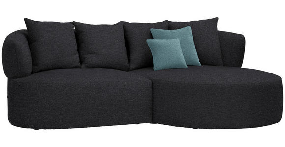 ECKSOFA in Plüsch Anthrazit  - Anthrazit/Petrol, MODERN, Kunststoff/Textil (235/166cm) - Hom`in