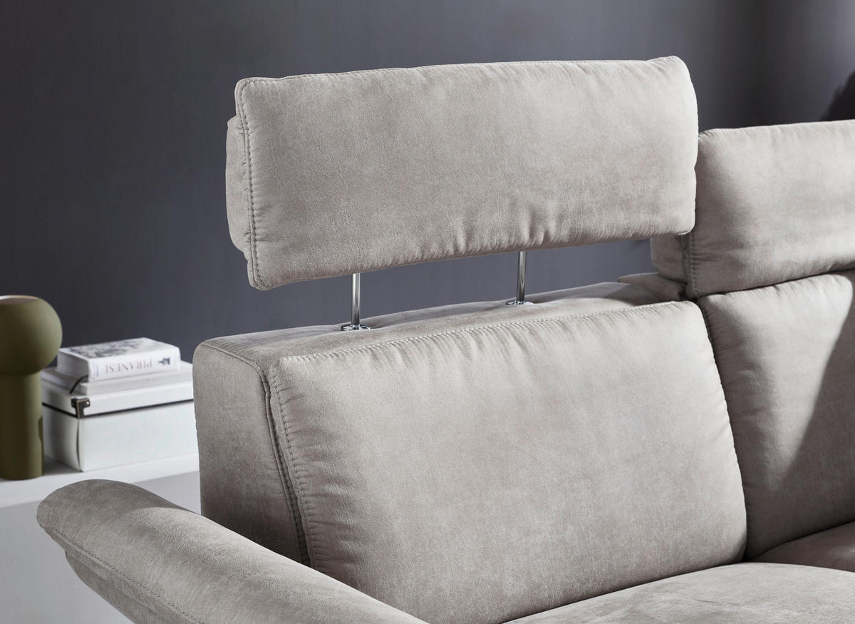 2-SITZER-SOFA Lederlook Hellgrau  - Hellgrau/Schwarz, KONVENTIONELL, Textil/Metall (194/103/92cm) - Dieter Knoll