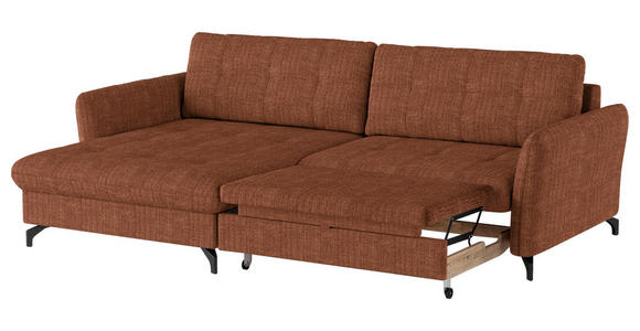 ECKSOFA in Flachgewebe, Leinenoptik Cognac  - Cognac/Schwarz, Design, Textil/Metall (170/242cm) - Xora