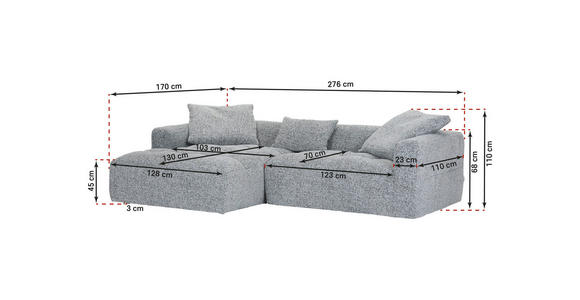 ECKSOFA Schwarz, Weiß  - Schwarz/Weiß, KONVENTIONELL, Kunststoff/Textil (170/276cm) - Carryhome