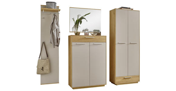 GARDEROBE 4-teilig  in 220/195/37 cm  - Taupe/Eichefarben, Design, Holz/Holzwerkstoff (220/195/37cm) - Novel