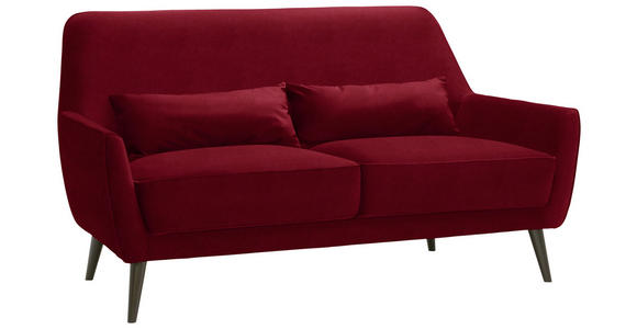 3-SITZER-SOFA  in Mikrofaser Rot  - Rot/Schwarz, Trend, Holz/Textil (160/86/80cm) - Carryhome