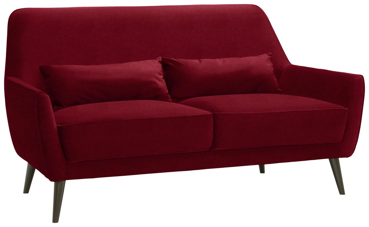 3-SITZER-SOFA in Mikrofaser Rot  - Rot/Schwarz, Trend, Holz/Textil (160/86/80cm) - Carryhome