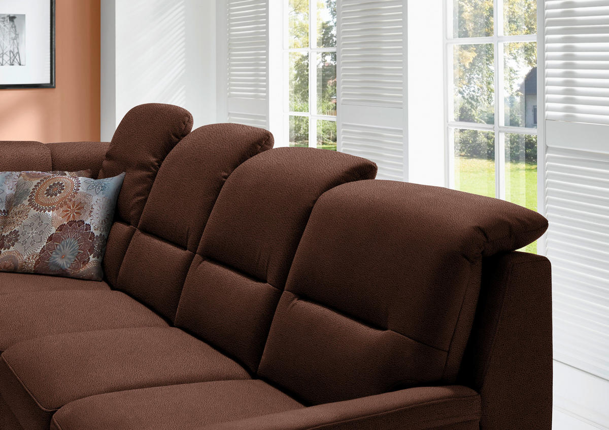 ECKSOFA in Mikrofaser Braun  - Schwarz/Braun, Konventionell, Holz/Textil (245/303cm) - Beldomo Comfort