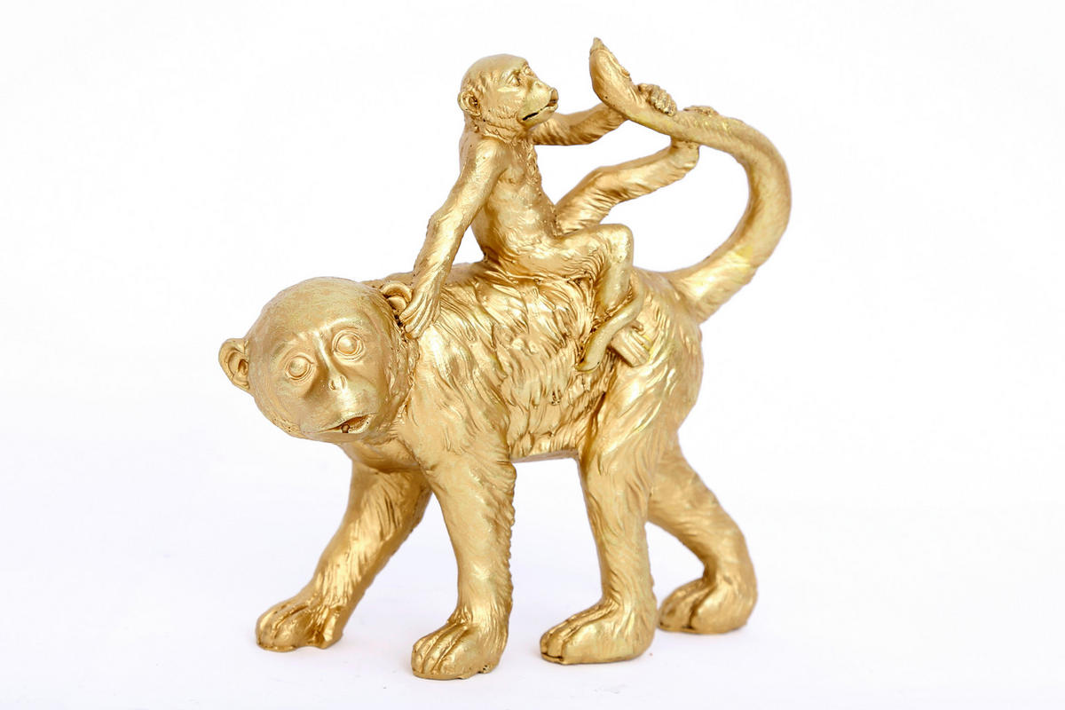 DEKORAČNÁ OPICA - zlatá, Basics, plast (15/16/6cm)