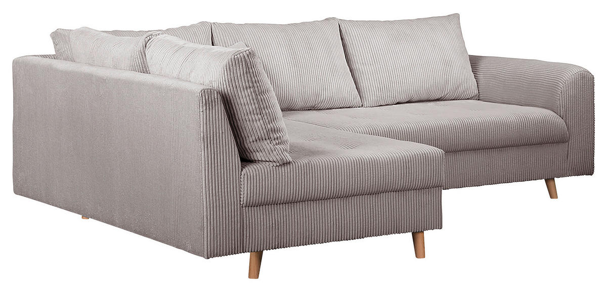 ECKSOFA Ariella Grau Cord  - Naturfarben/Grau, Design, Holz/Textil (161/231cm) - Livetastic