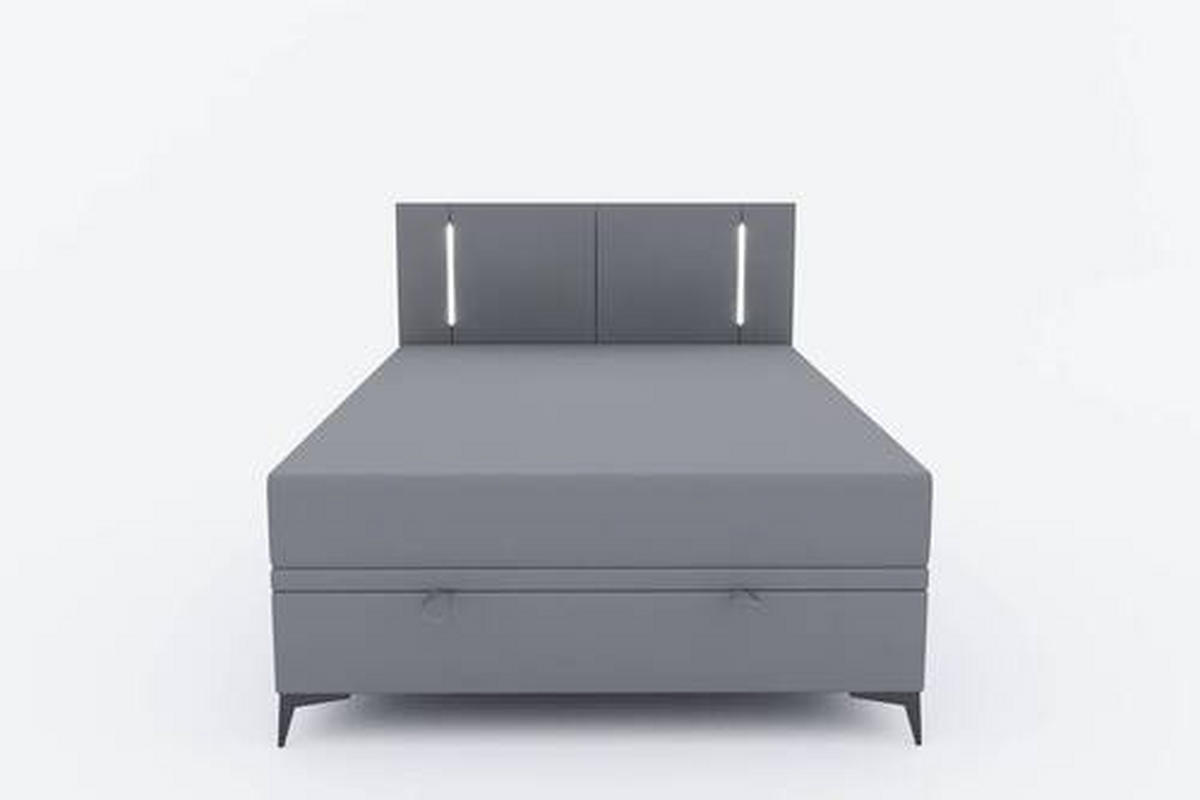 BOXBETT 140/200 cm  in Dunkelgrau  - Dunkelgrau/Schwarz, Konventionell, Textil/Metall (140/200cm) - Carryhome
