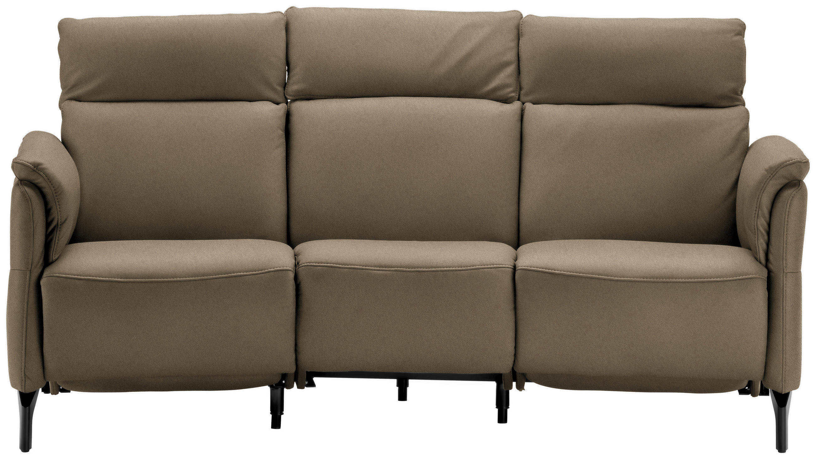 TRAPEZSOFA Echtleder Dunkelbraun  - Dunkelbraun/Schwarz, KONVENTIONELL, Leder/Metall (221/103/95cm) - Dieter Knoll