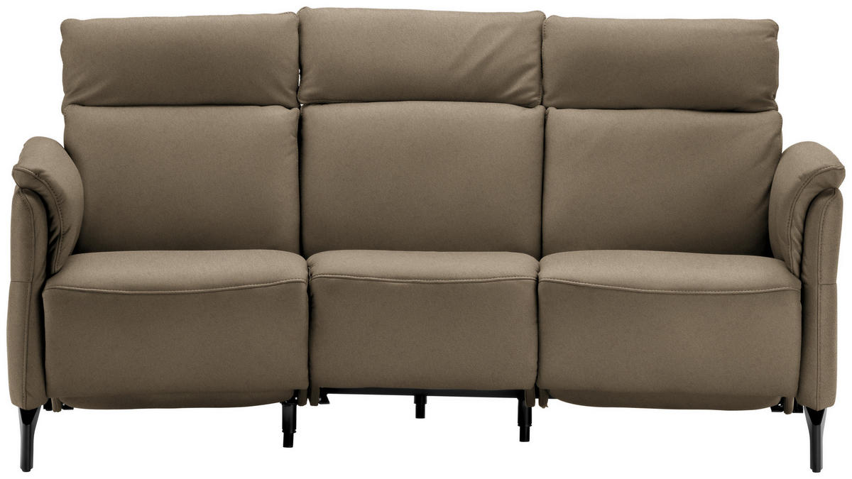 TRAPEZSOFA in Echtleder Dunkelbraun  - Dunkelbraun/Schwarz, Konventionell, Leder/Metall (221/103/95cm) - Dieter Knoll