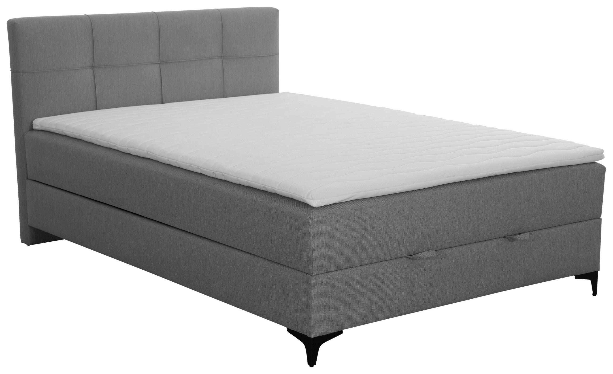 POLSTERBETT 140/200 cm,  in Bettkasten, Topper, H3 = fest  - Schwarz/Grau, MODERN, Textil/Metall (140/200cm) - MID.YOU