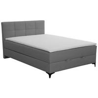 POLSTERBETT 140/200 cm,  in Bettkasten, Topper, H3 = fest  - Schwarz/Grau, MODERN, Textil/Metall (140/200cm) - MID.YOU