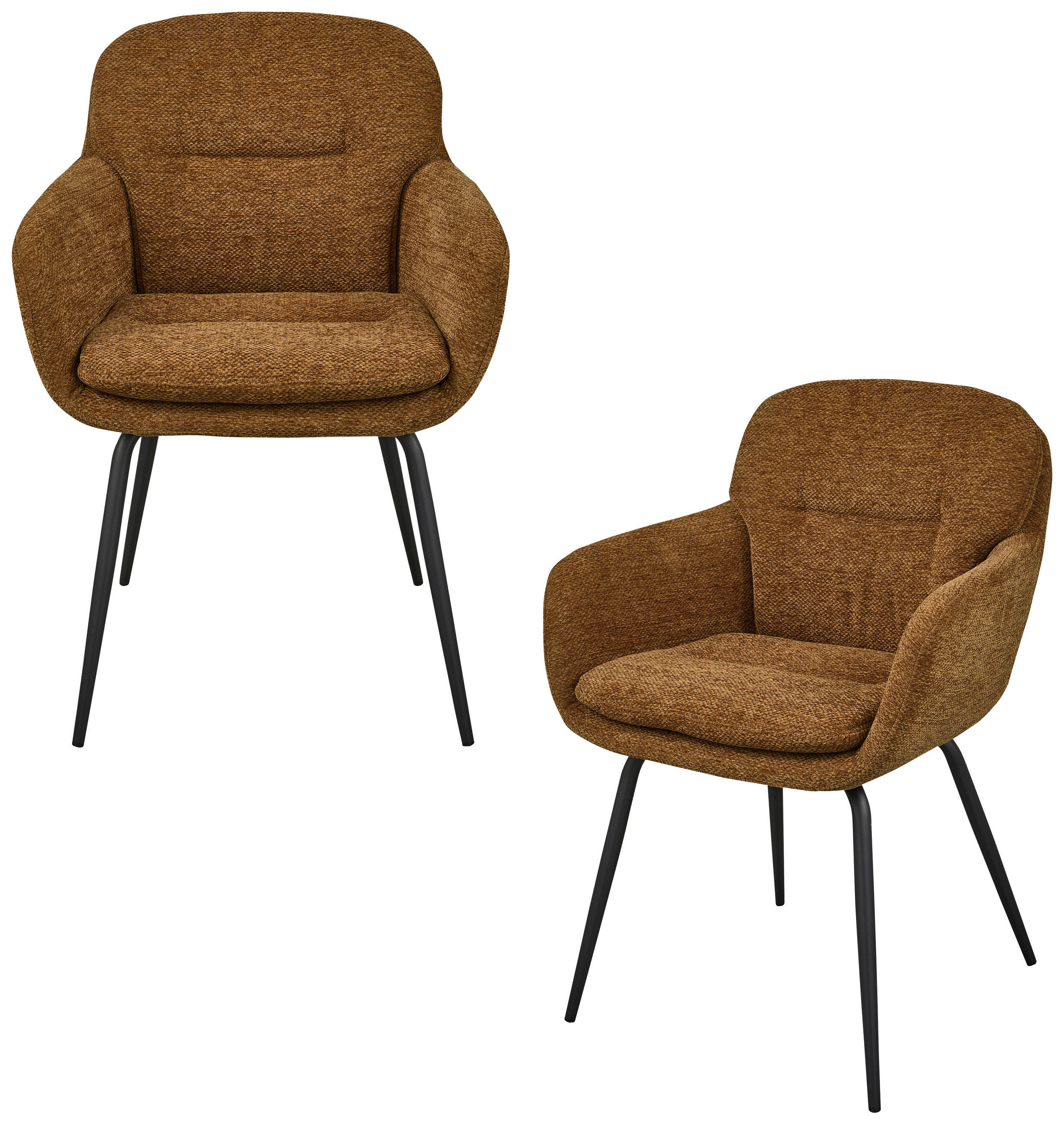 ARMLEHNSTUHL-SET 2 Stück  Chenille  - Gelb/Karamell, MODERN, Textil/Metall (57/82/59cm) - Livetastic