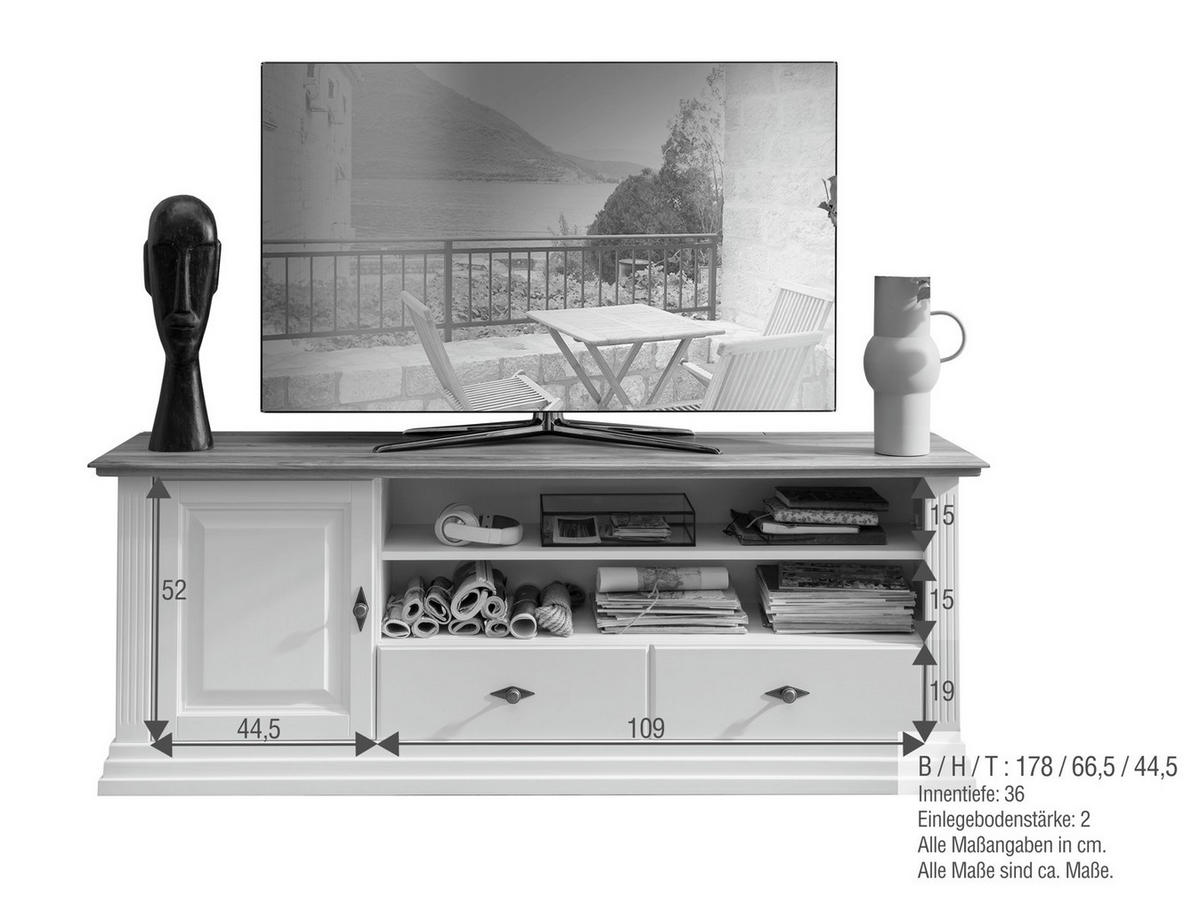 LOWBOARD WZ-0622  in 178/6/4 cm  - Weiß, Design, Holz (178/6/4cm) - Livetastic