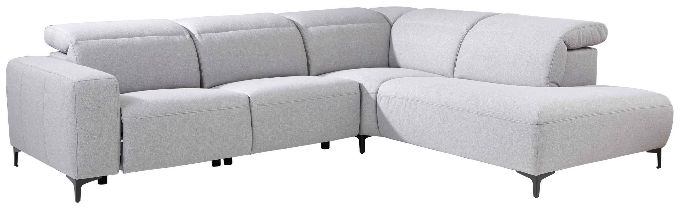 ECKSOFA Grau Flachgewebe - Schwarz/Grau, Design, Textil/Metall (290/238cm) - Pure Home Lifestyle