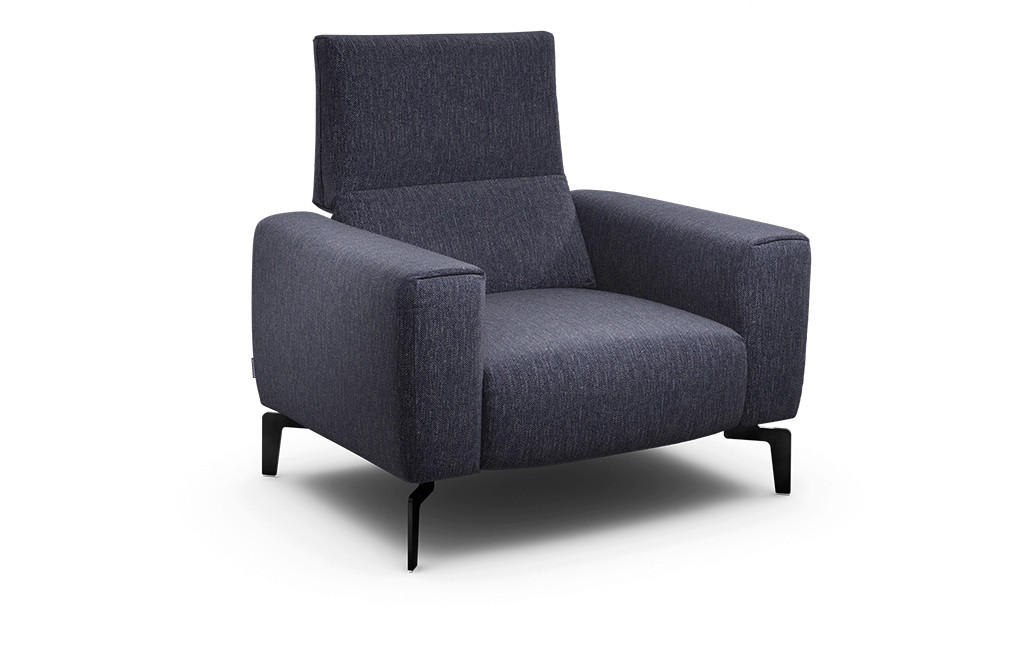 SESSEL Chenille Blau    - Blau/Schwarz, Design, Textil/Metall (110/85/86-94cm) - SENSOO