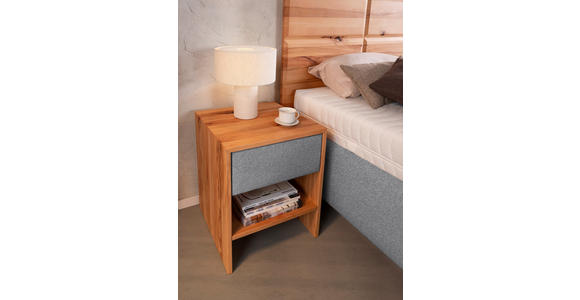 POLSTERBETT Matratze, Lattenrost, Bettkasten Buchefarben, Hellgrau 160/200 cm - Buchefarben/Hellgrau, Design, Holz/Textil (160/200cm) - Valnatura