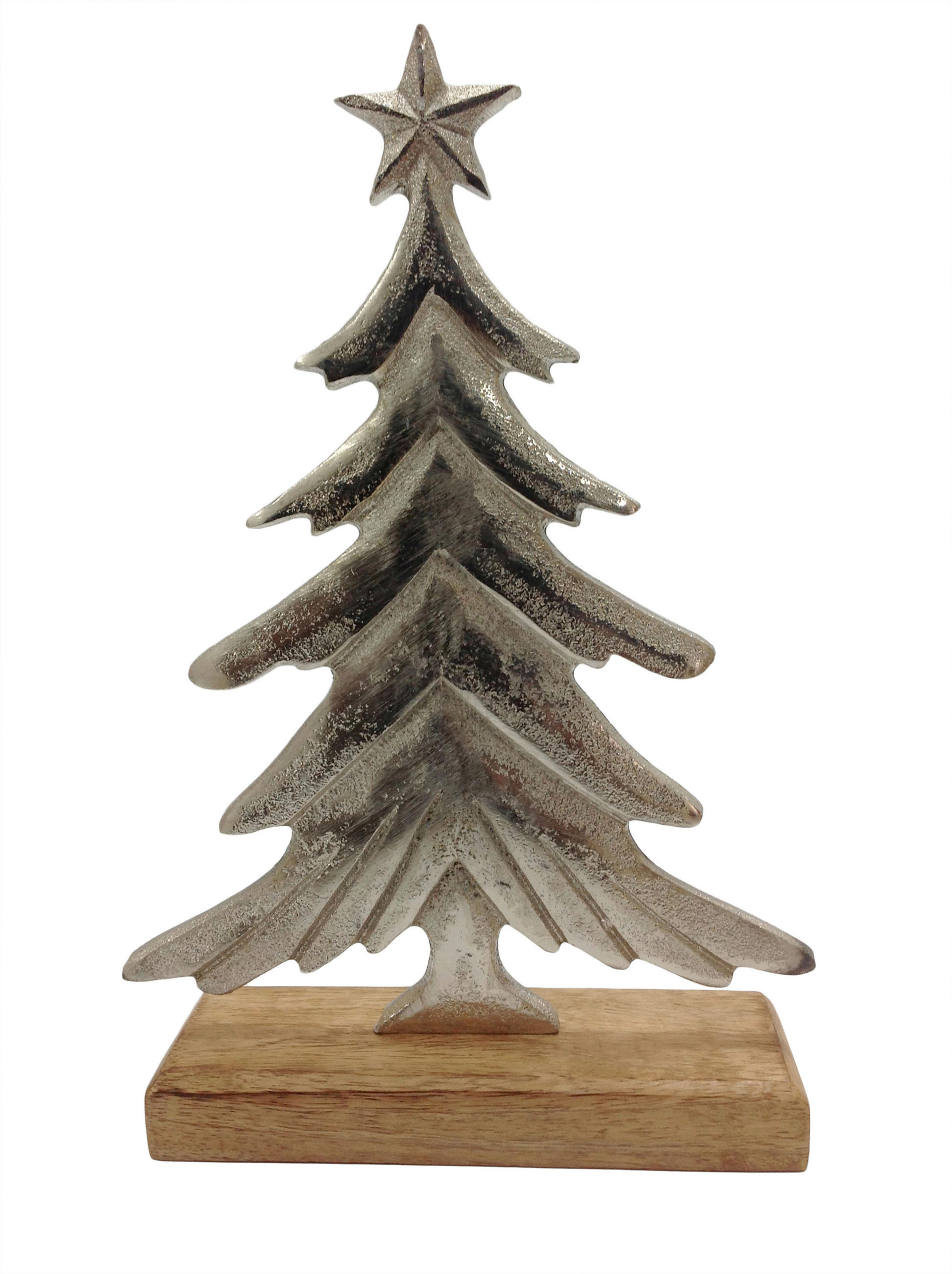 BRĂDUȚ DECORATIV - argintiu/culoare natur, Lifestyle, lemn/metal (18/27/5cm) - X-Mas