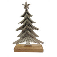 BRĂDUȚ DECORATIV - argintiu/culoare natur, Lifestyle, lemn/metal (18/27/5cm) - X-Mas