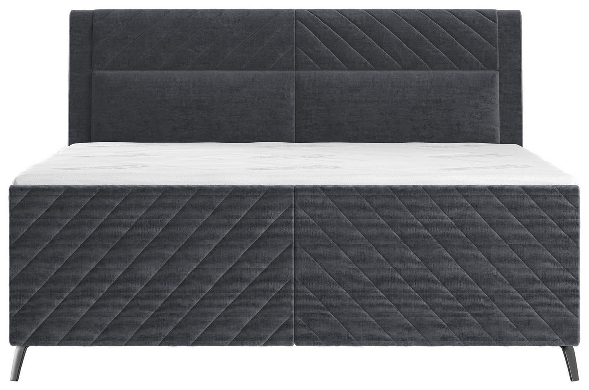 BOXSPRINGBETT 180/200 cm  in Dunkelgrau  - Dunkelgrau/Schwarz, Design, Textil/Metall (180/200cm) - Esposa
