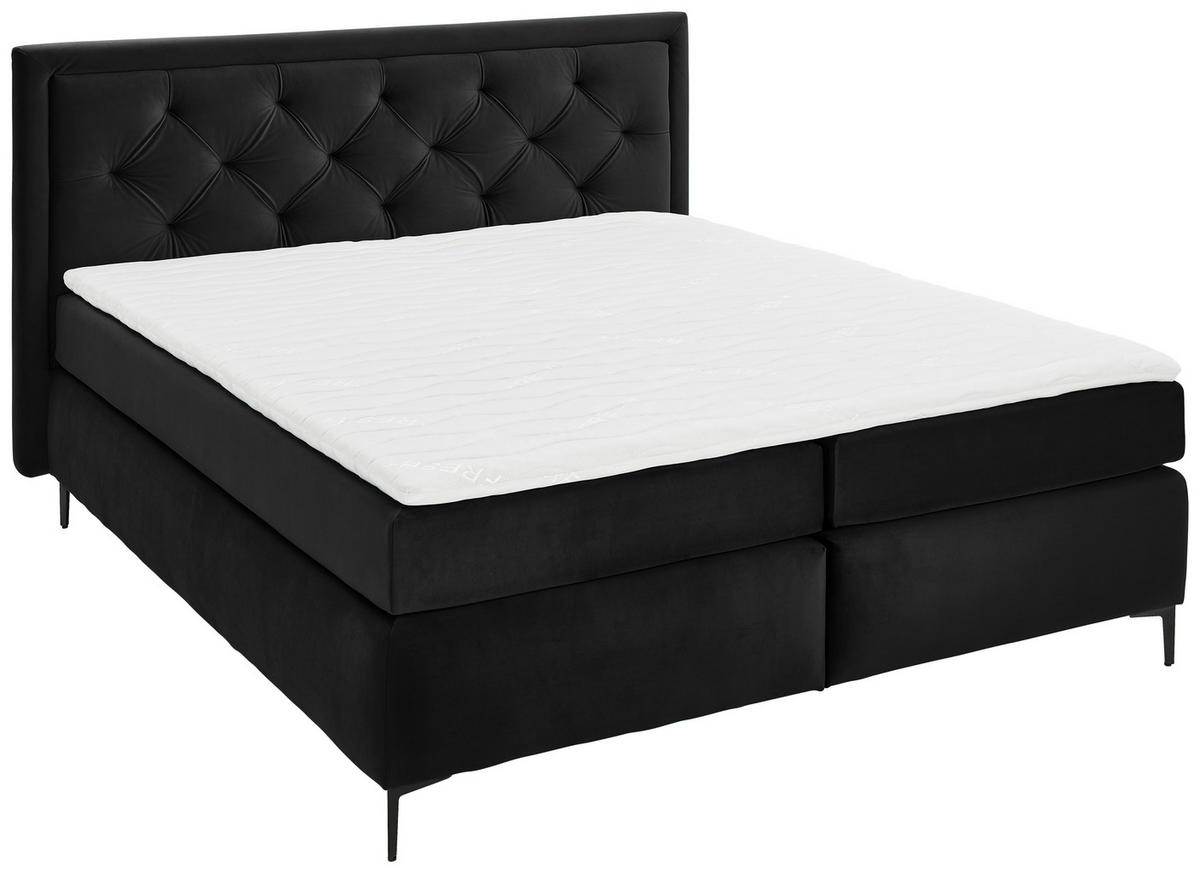 BOXSPRINGBETT 160/200 cm  in Schwarz  - Schwarz, KONVENTIONELL, Textil/Metall (160/200cm) - Boxxx