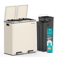 ABFALLSAMMLER 60 l  Metall, Kunststoff  - Creme/Schwarz, Basics, Kunststoff/Metall (59/65,2/32,5cm)